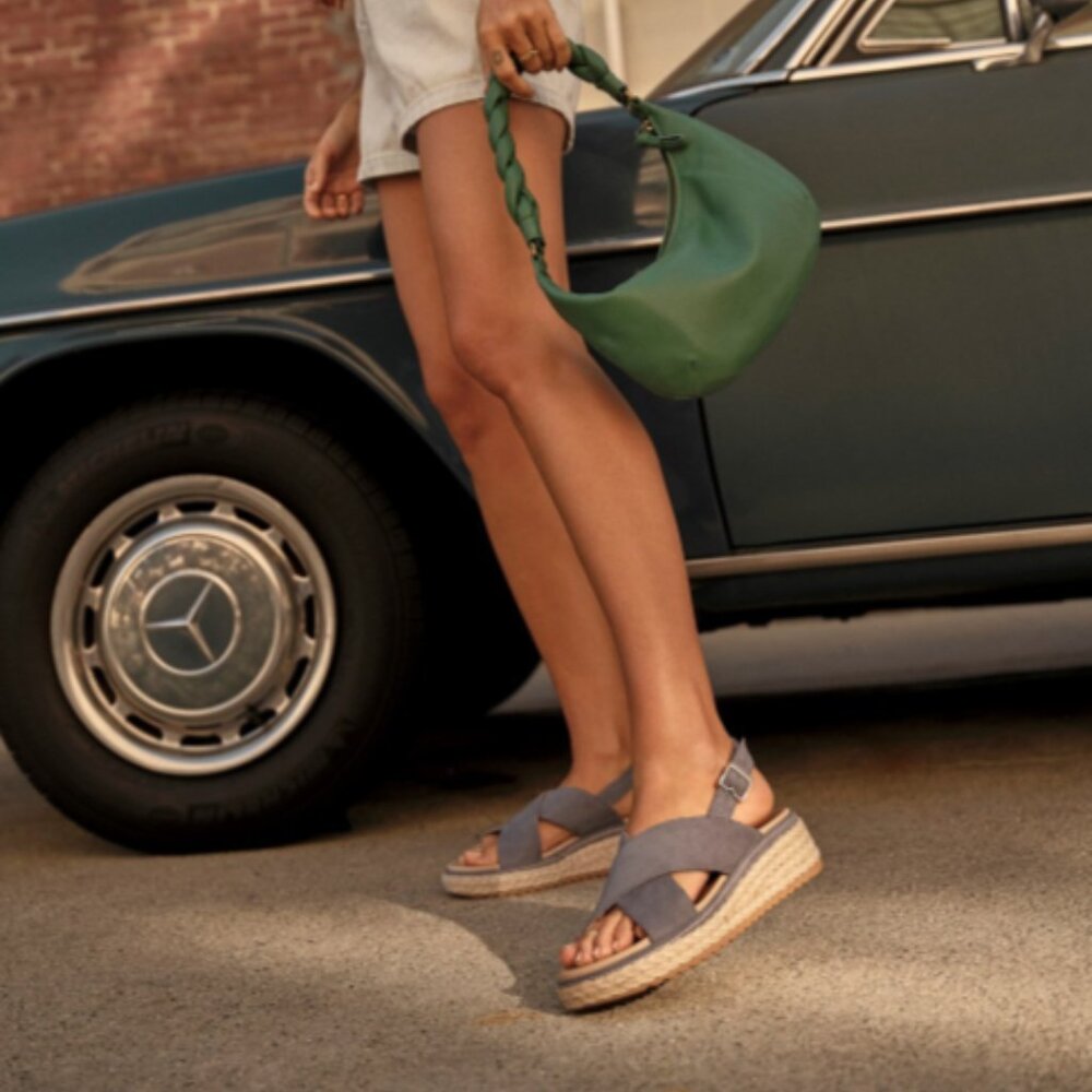 Dr. Scholl's Ember Platform Wedge Sandal Blue NWT & Box Sz 9.5